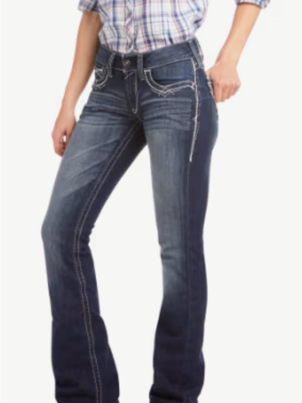Ariat Jeans Womens 32Reg. Marine Entwined Bootcut Real Denim Whipstitch Whisker